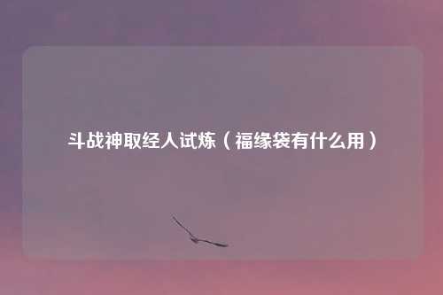 斗战神取经人试炼（福缘袋有什么用）
