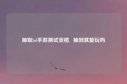 抽取lol手游测试资格, 抽到就能玩吗