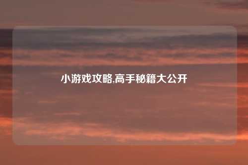 小游戏攻略,高手秘籍大公开