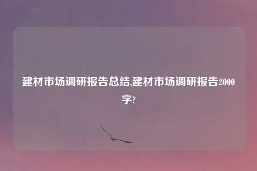 建材市场调研报告总结,建材市场调研报告2000字?