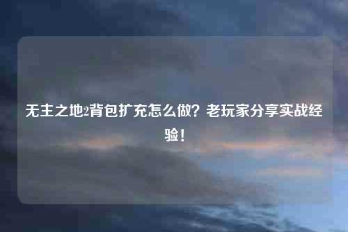 无主之地2背包扩充怎么做？老玩家分享实战经验！