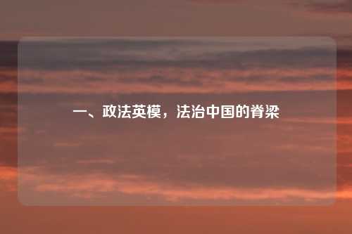 一、政法英模，法治中国的脊梁