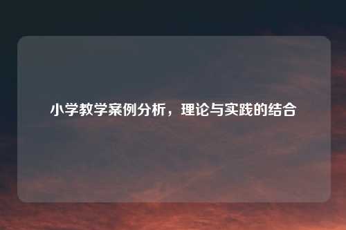 小学教学案例分析，理论与实践的结合