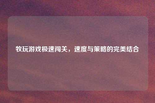 牧玩游戏极速闯关，速度与策略的完美结合