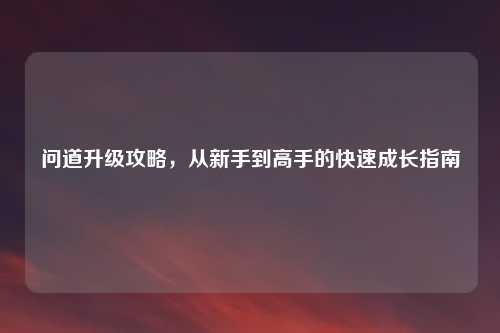 问道升级攻略，从新手到高手的快速成长指南