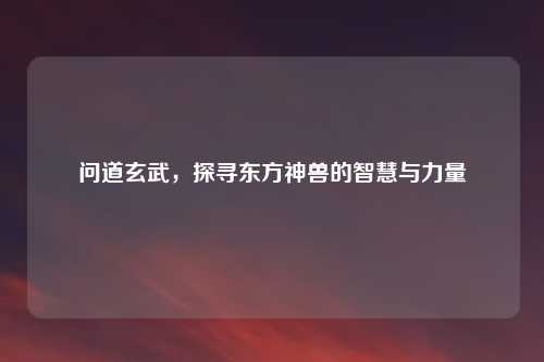 问道玄武，探寻东方神兽的智慧与力量