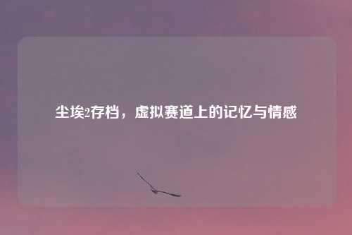 尘埃2存档，虚拟赛道上的记忆与情感