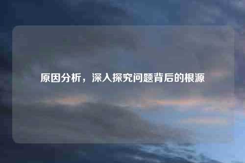原因分析，深入探究问题背后的根源