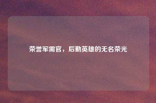 荣誉军需官，后勤英雄的无名荣光