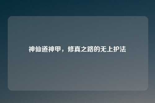神仙道神甲，修真之路的无上护法