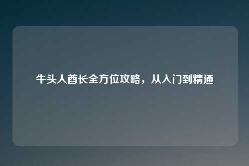 牛头人酋长全方位攻略，从入门到精通