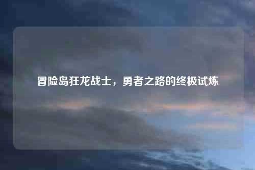 冒险岛狂龙战士，勇者之路的终极试炼