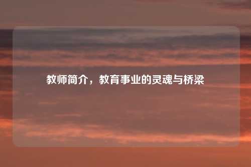 教师简介，教育事业的灵魂与桥梁
