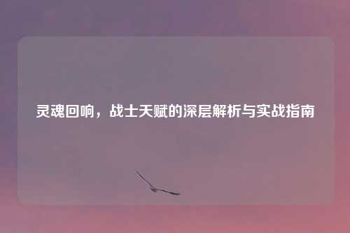 灵魂回响，战士天赋的深层解析与实战指南