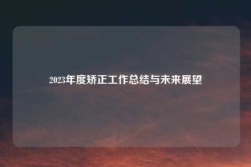 2023年度矫正工作总结与未来展望